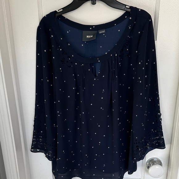 Maeve Anthropologie Navy Stay Die Cut Blouse Size 6 - Picture 3 of 7
